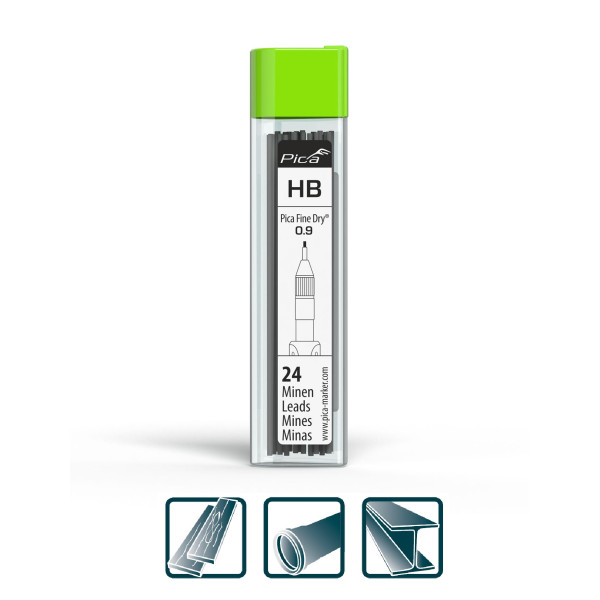 Набор серых грифелей-стержней для Pica Fine Dry Longlife, твердость HB