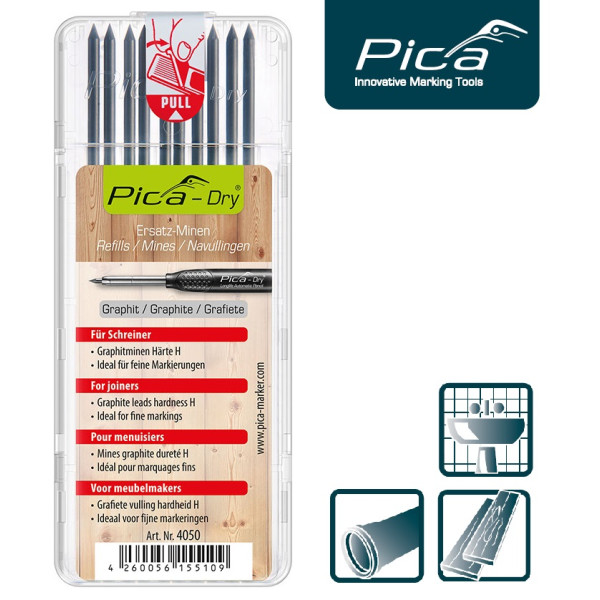 Набор сменных грифелей-стержней (10 шт) для Pica Dry Longlife