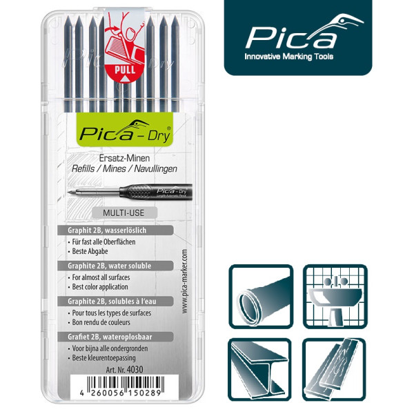 Набор сменных грифелей-стержней (10 шт) для Pica Dry Longlife