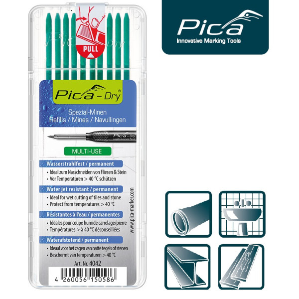 Набор сменных грифелей-стержней (10 шт) для Pica Dry Longlife