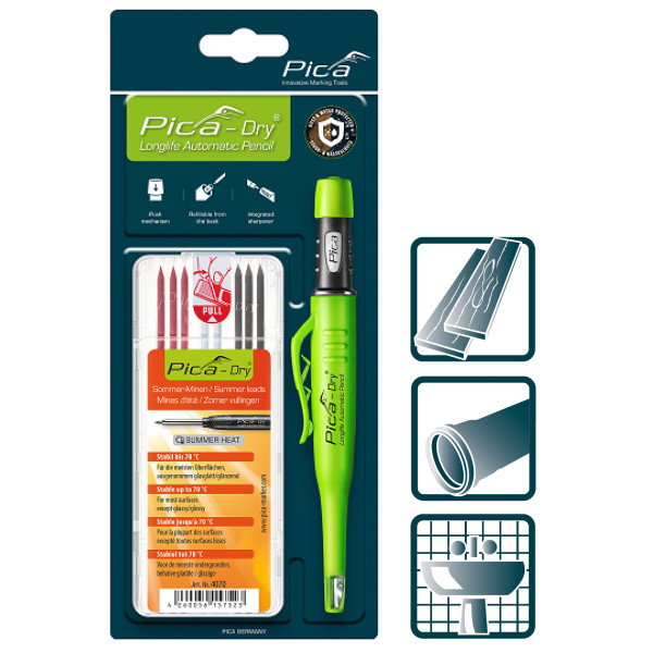Набор строительный карандаш Pica Dry Longlife с грифелями-стержнями 30407