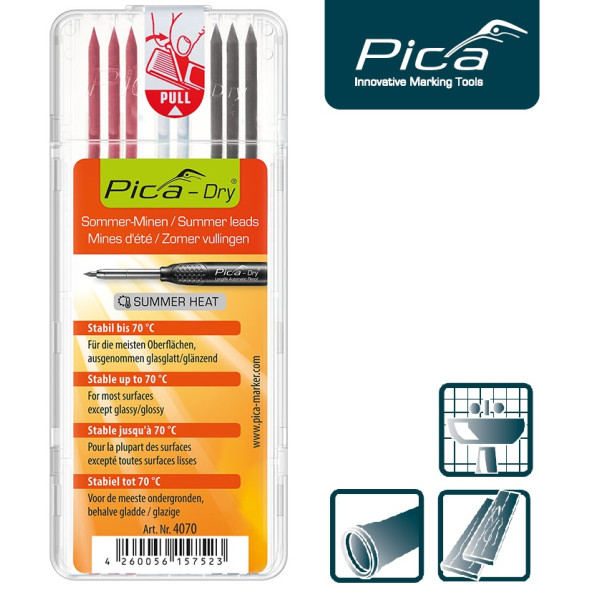 Набор сменных грифелей-стержней (8 шт) для Pica Dry Longlife