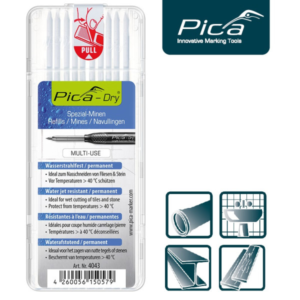 Набор сменных грифелей-стержней (10 шт) для Pica Dry Longlife