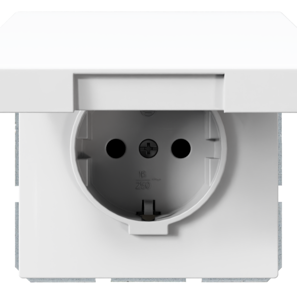 Розетка SCHUKO® 16A с крышкой и со шторками - FD (белый глянцевый), артикул FD5505W