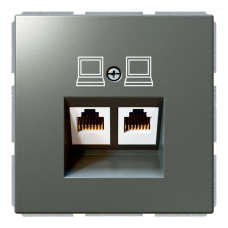 Розетка двойная компьютерная RJ45 cat 5 с накладкой - FD (никель), артикул FD6106NI