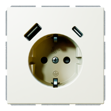 Розетка SCHUKO® с зарядным USB-интерфейсом 25Вт (A+C) - FD (белый матовый - soft touch), артикул FD5501USB-25PWM