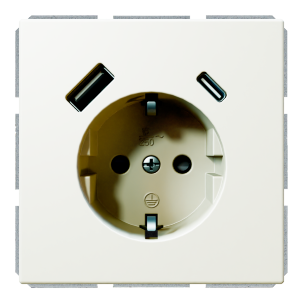 Розетка SCHUKO® с зарядным USB-интерфейсом 25Вт (A+C) - FD (белый матовый - soft touch), артикул FD5501USB-25PWM