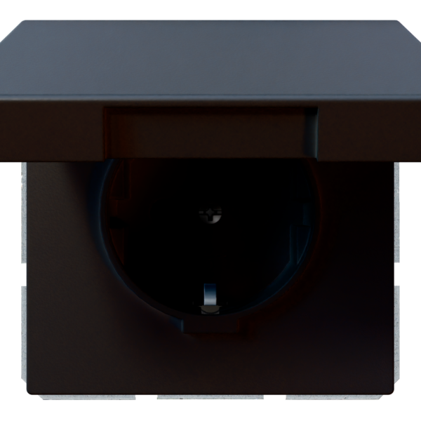 Розетка SCHUKO® 16A с крышкой и со шторками - FD (черный матовый - soft touch), артикул FD5505PBM