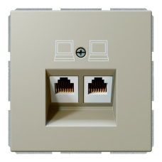 Розетка двойная компьютерная RJ45 cat 6 с накладкой - FD (тауп матовый - soft touch), артикул FD6108PTM