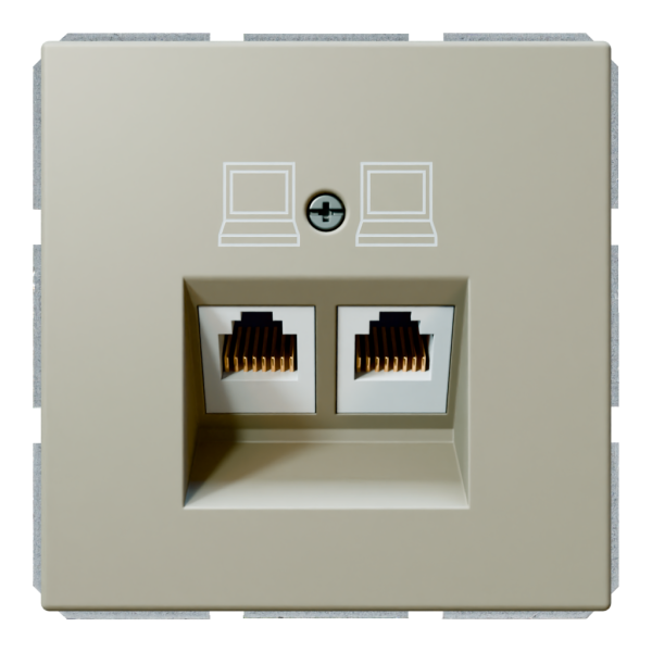 Розетка двойная компьютерная RJ45 cat 6 с накладкой - FD (тауп матовый - soft touch), артикул FD6108PTM