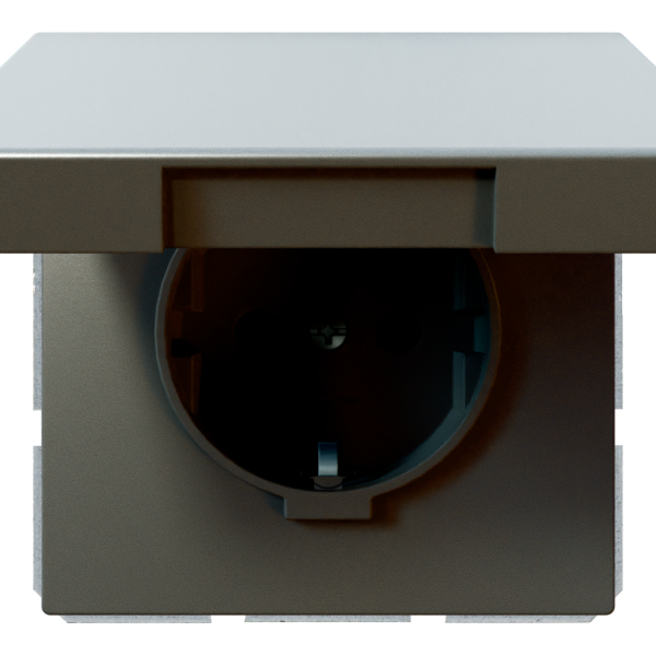 Розетка SCHUKO® 16A с крышкой и со шторками - FD (никель), артикул FD5505NI