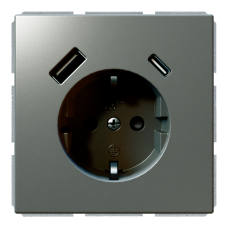 Розетка SCHUKO® с зарядным USB-интерфейсом 25Вт (A+C) - FD (никель), артикул FD5501USB-25NI