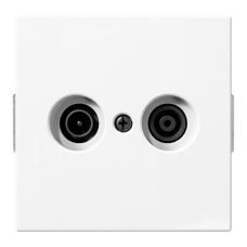 Розетка TV-FM проходная с накладкой - FD (белый глянцевый), артикул FD6205W