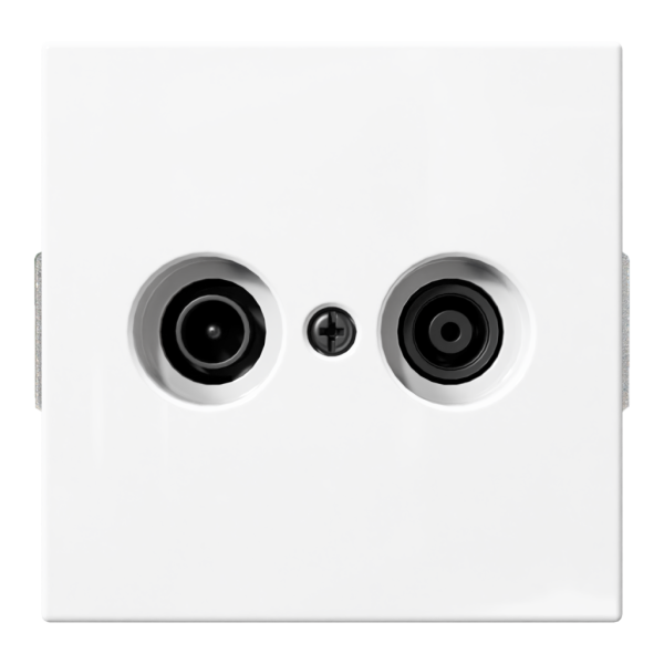 Розетка TV-FM проходная с накладкой - FD (белый глянцевый), артикул FD6205W