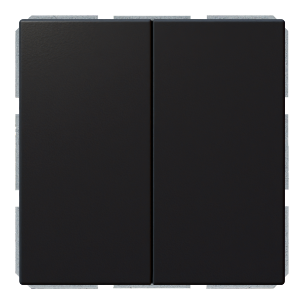 Выключатель 2-клавишный 10A проходной с клавишами - FD (черный матовый - soft touch), артикул FD3022PBM