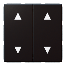 Кнопка 2-клавишная 10A в нейтральном положении, для штор с клавишей - FD (черный матовый - soft touch), артикул FD3028PBM