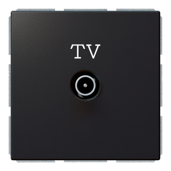 Розетка TV оконечная с накладкой - FD (черный матовый - soft touch), артикул FD6001PBM