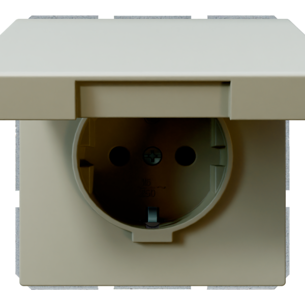 Розетка SCHUKO® 16A с крышкой и со шторками - FD (тауп матовый - soft touch), артикул FD5505PTM