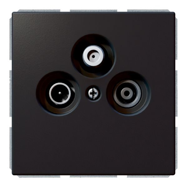 Розетка TV-FM-SAT оконечная с накладкой - FD (черный матовый - soft touch), артикул FD6206PBM