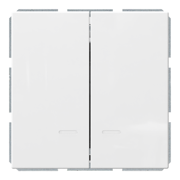 Выключатель 2-клавишный 10A с LED-подсветкой с клавишами - FD (белый глянцевый), артикул FD3023NW