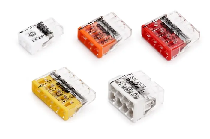 Wago серии 2273 клеммы для распределительных коробок в прозрачном корпусе (с контактной пастой)