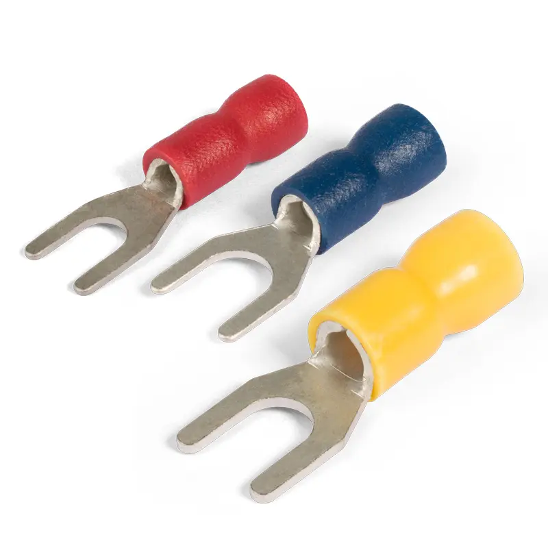 Наконечники вилочные изолированные с ПВХ манжетой, латунь марки Л63у (КВТ)