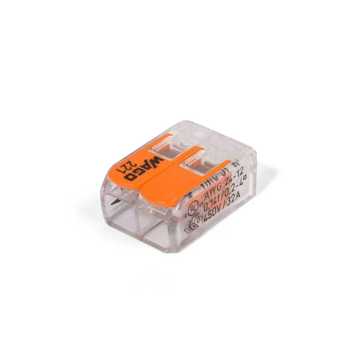 Клеммы WAGO 221 (0,25-4,0мм2 с рычажком) 1 шт